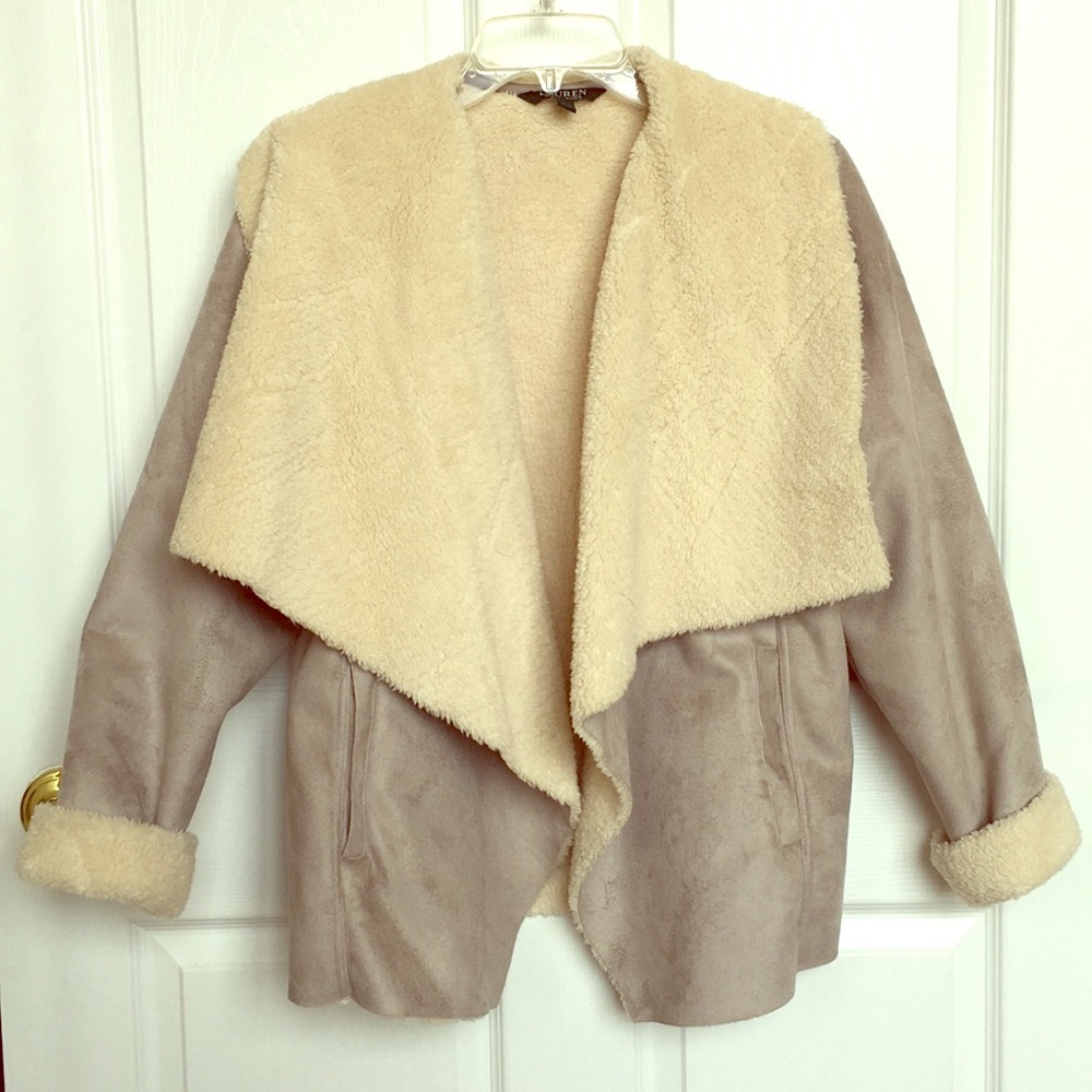 Ralph Lauren faux shearling draped jacket
